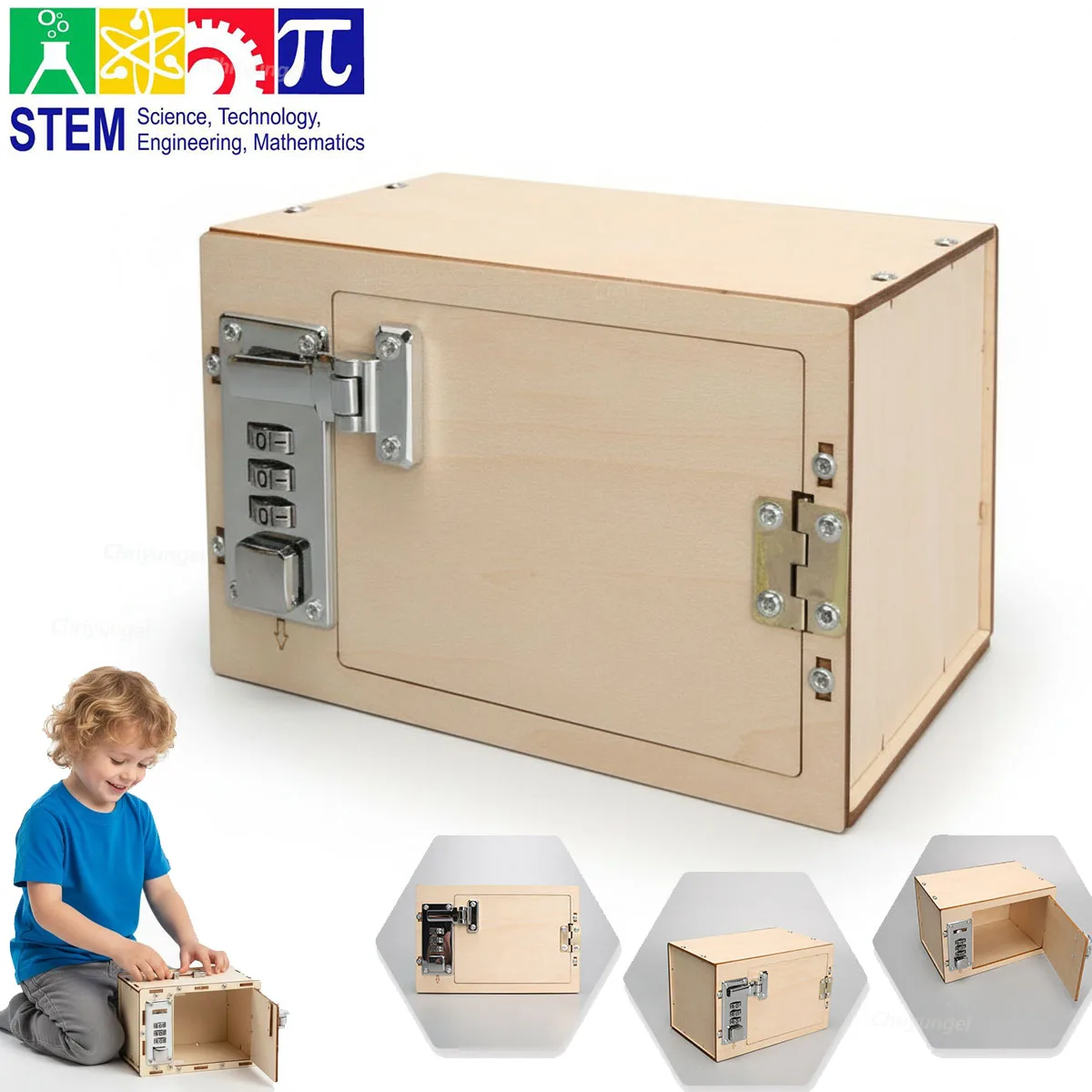 DIY 나무 비밀번호 상자 기계식 잠금장치 교육용 저금통 장난감 어린이용 STEM 실험용 잠금 상자