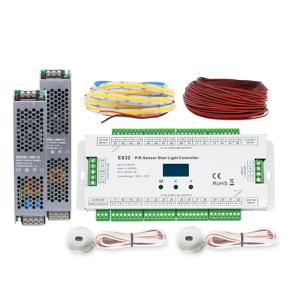 PIR 인체 적외선 유도 센서 스위치가있는 ES32 계단 조명 컨트롤러 32 단계 계단 야간 램프 조명 제어