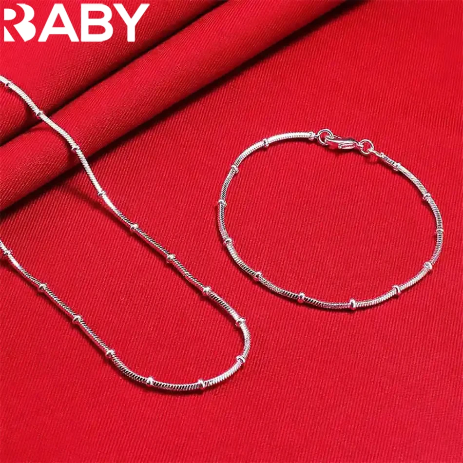 고급 최고 브랜드 925 스털링 실버 팔찌 목걸이 쥬얼리 세트 비즈 여성을위한 뱀 뼈 체인 남자 웨딩 파티 선물