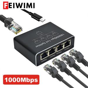 기가비트 1000Mbps RJ45 분배기 1 ~ 2 4 이더넷 어댑터 Lan 커넥터 스위치 커플러 PC 노트북 TV 박스 라우터 디지털 TV