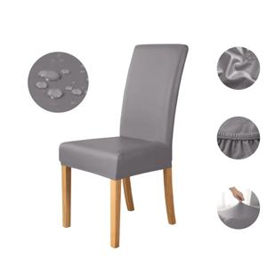PU 가죽 식당 의자 커버, 단색 내유성 의자 커버, 스트레치 클래식 의자 시트 보호대, 주방용 슬립 커버, 1 개
