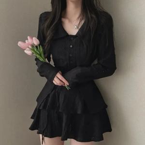 2025 봄 가을 신상 여성 셔츠 스커트 세트 프레시 초보자 스타일 하프 길이 스커트 투피스 세트 트렌디