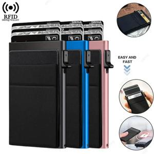 안티 Rfid 신용 카드 소지자 남성 미니멀리스트 지갑 얇은 슬림 미니 럭셔리 금속 은행 ID 카드 홀더 케이스 지갑 남성용 Carteras
