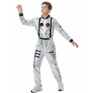 남성 여성 지퍼 수 놓은 모험 우주 비행사 정장 코스프레 의상 세트 프리미엄 품질 할로윈 파티 무대 공연