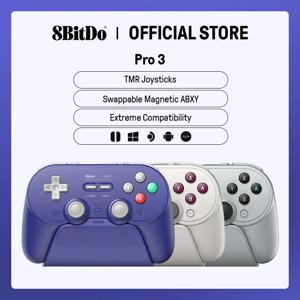 8BitDo Pro 3 무선 게임 컨트롤러 (스위치 1/2, 윈도우, 애플 호환), TMR 조이스틱, 전환 가능한 트리거, 교체 가능한 버튼 탑재
