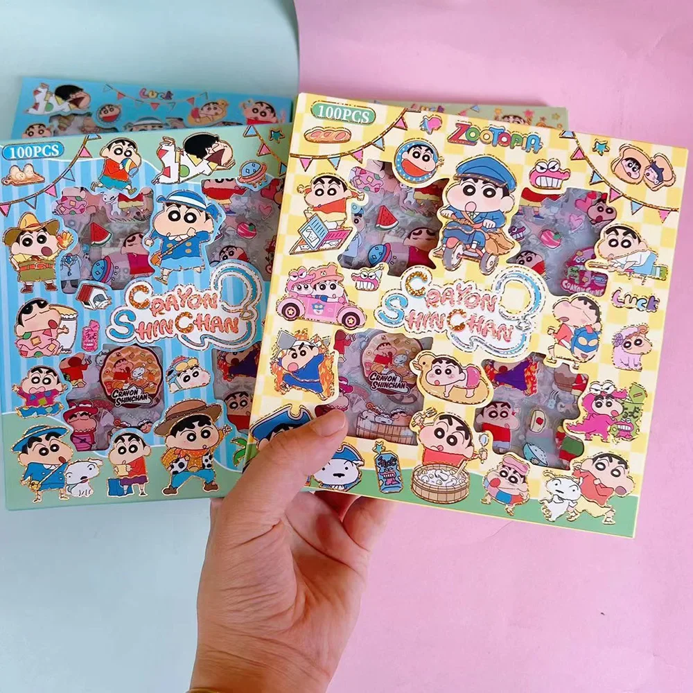 100PCS 크레용 신짱 애니메이션 장난감 스티커 투명 Applique 컴퓨터 스케이트 보드 DIY 장식 액세서리 크리스마스 선물