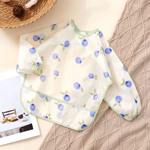 긴팔 아기 턱받이, 방수 및 오염 방지, 귀여운 유아용 식사 턱받이, 어린이 그림 턱받이, 셀프 피딩 턱받이, 남아 여아 공용 (0-3세)