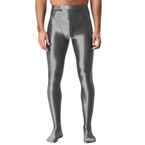 남성용 짐 필라테스 운동 레깅스 광택 있는 부드러운 탄력 있는 허리밴드 발목까지 오는 레깅스 슬림 핏 스포츠 운동 속옷