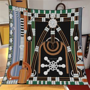 90cm 럭셔리 브랜드 스퀘어 스카프 여성용 트윌 실크 스카프 비치 숄 히잡 대형 반다나 스카프 넥커치프 헤드웨어