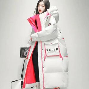 빅 포켓 다운 재킷 패션 브라이트 페이스 워시 오버 니 겨울 분위기 두꺼운 단색 브레드 슈트 고품질 의류