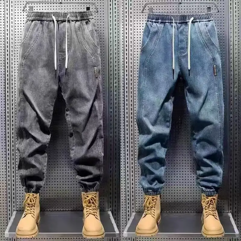 남성용 캐주얼 작업 청바지 루즈핏 편안한 면 데님 바지 건설 현장 노동 보호를 위한 내마모성 루즈 레깅스