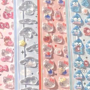 1/7pcs Kawaii Sanrio 3D 버블 Kuromi 마이 멜로디 스티커 미적 데칼 DIY 노트북 전화 케이스 일기 장식 푹신한 스티커