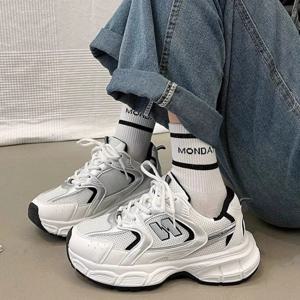 여성 패션 아빠 신발 - 플랫폼 메쉬 런닝 스니커즈, 학생용 통기성 캐주얼 스포츠 신발, 일상 트레이닝 신발 ​