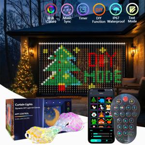 스마트 커튼 조명 DIY 색상 변경 요정 전구 음악 동기화 실내외 정원 크리스마스 장식