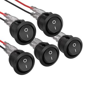 5PCS KCD1 미니 원형 로커 스위치 12V ON OFF 토글 스위치 SPST 2핀 스냅인 디자인 자동차 보트 자동차용 와이어 포함
