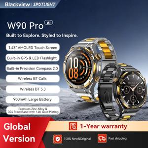 새로운 Blackview W90 Pro GPS 스마트 시계 1.43인치 HD AMOLED 디스플레이, 900mAh/ 20일 대기 블루투스 방수 스포츠 시계 남성용