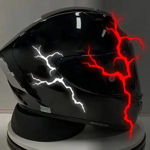 2PCS 반사 라이트닝 오토바이 스티커 방수 DIY 오토바이 헬멧 윈드실드 스쿠터 셀프 접착 비닐 데칼