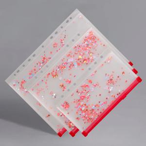 A5 A6 글리터 컬러풀 바인더 포켓 바인더 지퍼 폴더 6링 노트북 바인더용 방수 PVC 리프 문서 파일링 백