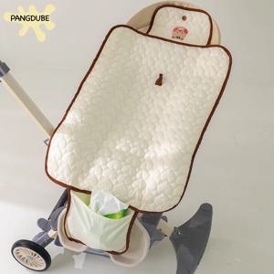 PANGDUBE 휴대용 기저귀 교환 매트 접이식 여행용 아기 기저귀 교환 패드 안전 스트랩 보관 가방 신생아 기저귀 매트