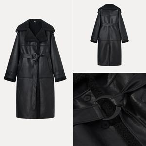 2025년 가을 롱 웜 칼라 코트, 젊은 여성을 위한 다용도 데일리룩, Z 브랜드 유럽 스타일 가죽 재킷