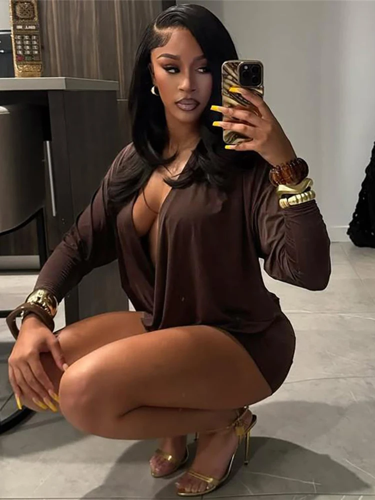 클리우 스윙 넥 여성 미니 드레스 가을 스타일 섹시한 클레비지어 풀 슬리브 쉬스 베스티도 여성 클래식 파티 나이트아웃 드레스