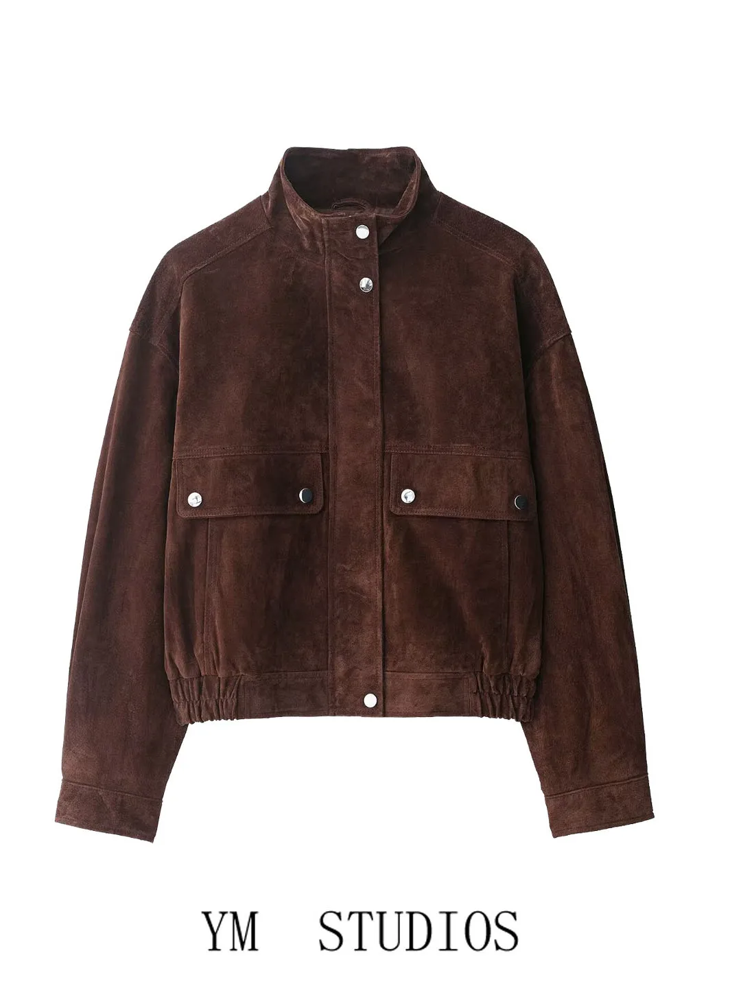 레트로 아메리칸 여성용 짧은 스웨이드 재킷 스탠드 칼라 작업복 아우터웨어 인조 퍼 효과 보온 여성 패션 겨울 코트