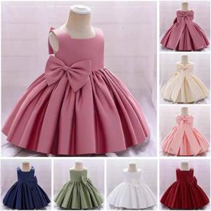 여아 새틴 나비 리본 피아노 연주 드레스 어린이 공주 드레스 무대 공연 의상 여자아이 행사 드레스