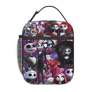 크리스마스 전의 악몽 여성용 절연 점심 토트백 잭 스켈링턴 해골 재사용 가능한 열 보냉 식품 도시락 가방