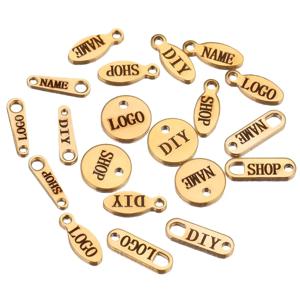 50pcs 사용자 정의 레이저 조각 이름 로고 스테인레스 스틸 맞춤 목걸이 확장 체인 테일 태그 쥬얼리 도매