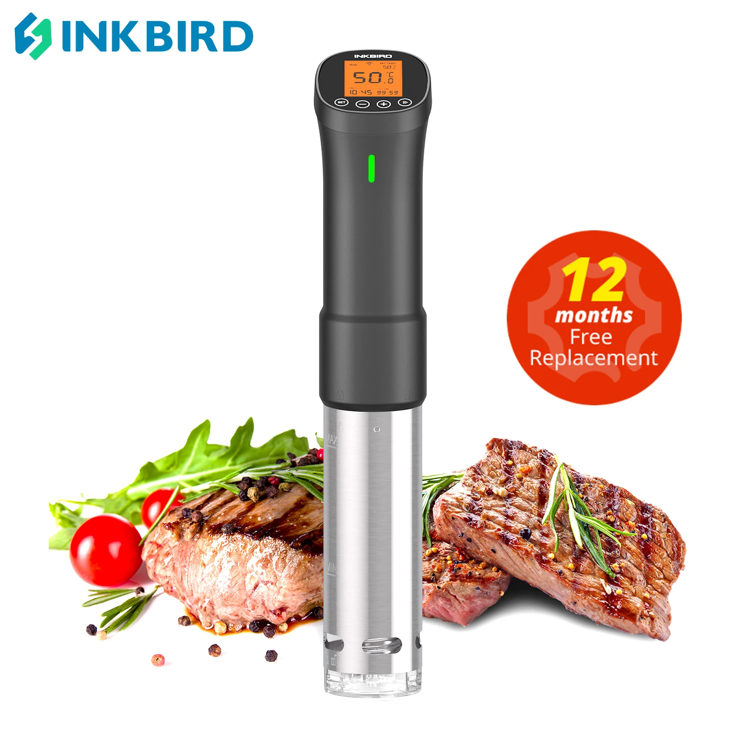 INKBIRD 요리용 수비드 ISV-200W Wi-Fi 정밀 쿠커, 강력하고 내구성 있는 침수 순환기, 스테인리스 스틸 부품 포함