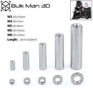10-1000 개/몫 M3 M4 M5 M6 M8 알루미늄 스레드 원형 스페이서 플랫 와셔 부싱 가스켓 슬리브 스탠드 오프