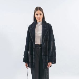 여성을위한 100% 진짜 밍크 모피 코트 대형 옷깃 따뜻한 겨울 패션 유럽 스트리트 스타일 새로운