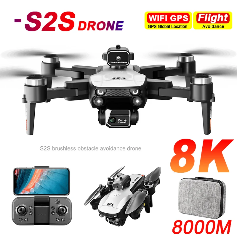 S2S 미니 드론 4k 8K HD 카메라 장애물 회피 항공 사진 브러시리스 모터 Foldable Rc Quadcopter Kid Toy