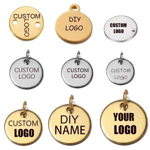 30/50pcs 레이저 새겨진 로고 태그 스테인레스 스틸 서클 태그 6mm-12mm 라운드 매력 보석 만들기위한 조각 가능한 펜던트