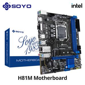 SOYO H81M 게이밍 마더보드 듀얼 채널 DDR3 M.2 NVME PCIEx16 HDMI VGA 인터페이스 LGA 1150 인텔 코어 4세대 CPU 지원