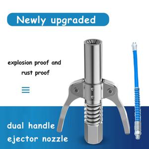 10000 PSI 그리스 도구 커플러 헤비 듀티 퀵 릴리스 잠금 장치 이중 핸들 스테인리스 스틸 NPTI/8 누수 없음 그리스 도구 팁