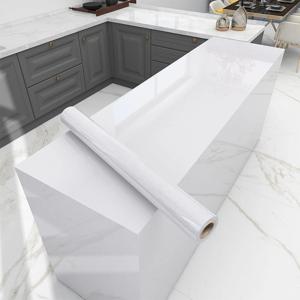 흰색 접촉 종이 비닐 자기 접착제 벽지 침실 거실 가구 장식 반짝이 방수 DIY 스티커