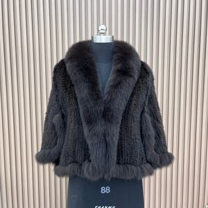 여성용 진짜 밍크 모피 숄, 니트 정품 밍크 모피 케이프, 천연 여우 모피 칼라 스카프, 럭셔리 망토, 가을 겨울 패션