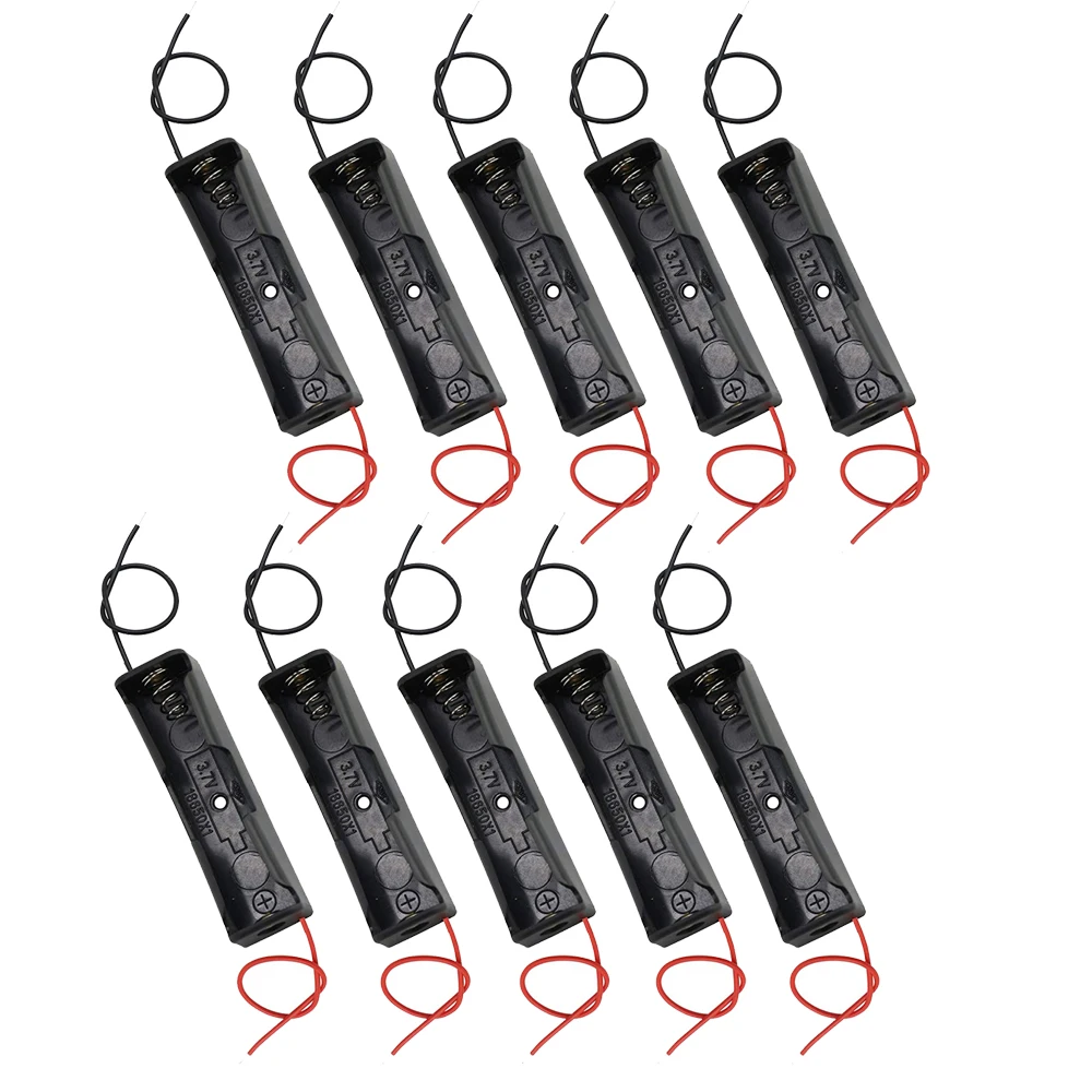10Pcs 18650 배터리 홀더 전원 은행 플라스틱 배터리 보관함 케이스 리드 와이어 150mm 홀드 1X 18650 배터리