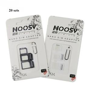 20 세트 나노 SIM 카드 어댑터 4 In 1 마이크로 Sim 어댑터 (이젝트 핀 키 포함) 삼성 휴대 전화 용 iPhone 용 소매 패키지