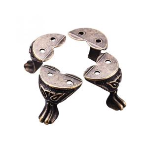 4Pc 금속 상자 코너 브래킷 빈티지 조각 합금 나무 보석 케이스 장식 하드웨어 피트 다리 보호대 가구 액세서리