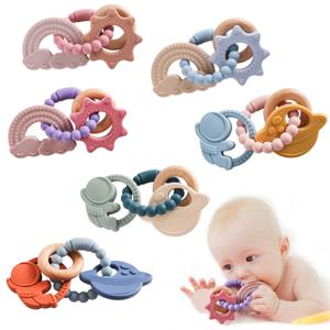 아기 실리콘 팔찌 Teether 장난감 BPA 무료 실리콘 천체 간호 젖니가 남 장난감 식품 학년 실리콘 신생아 장난감 선물