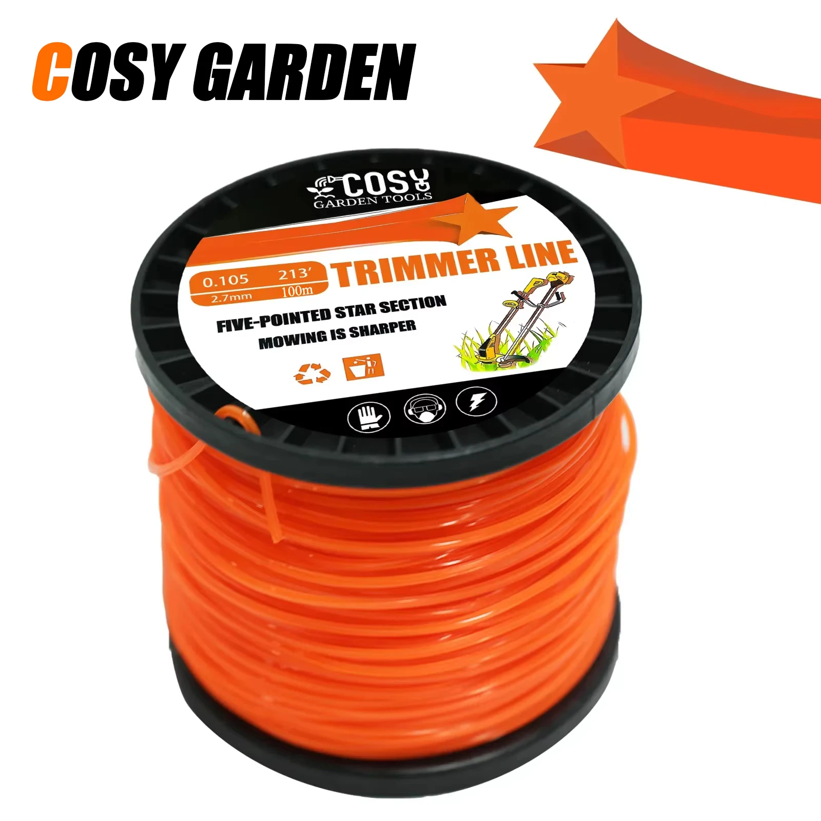 3.0mm/4.0mm브러시 커터 샤프 로프 잔디 깎는 기계 펜타그램 나일론 깎기 트리머 라인 트리머 헤드 스트링 잔디 트리머 롤 라인