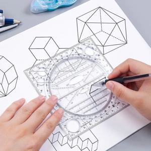 다기능 눈금자 그리기 템플릿 아트 디자인 건축가 스테레오 기하학 원형 제도 측정 규모 카와이 눈금자