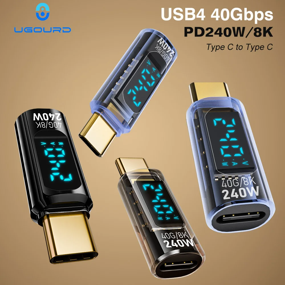 40Gbps USB4 유형 C 어댑터 디지털 디스플레이 USB 4 80Gbps Thunderbolt 4/5/3 케이블 커넥터 USB-C-USB-C OTG 240W 8K(노트북용)