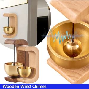 문 벨 나무 바람 종소리 무선 자기 홈 작은 벨 장식 입구 시계 알림 종소리 홈 장식 미니멀리즘