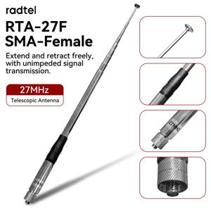 Radtel RTA-27 CB 안테나 Radtel RT-860 RT-880 RT-920 Iradio UV-88 UV-98 Plus Radio 용 27MHz 고이득 텔레스코픽 워키 토키