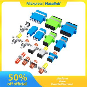 Natalink 10pcs SC/LC/FC/ST 광섬유 커플러 APC/UPC 단일 모드 OS2 피그 테일 패치 코드 용 단순 이중 쿼드 플랜지 어댑터