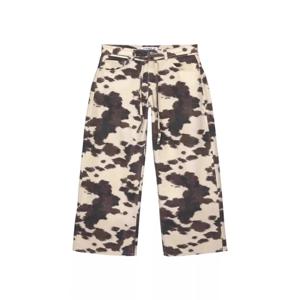 HOUZHOU 빈티지 암소 프린트 청바지 여성 Y2k 헐렁한 힙합 씻어 데님 바지 그런지 레트로 streetwear 넓은 다리 청바지 미적