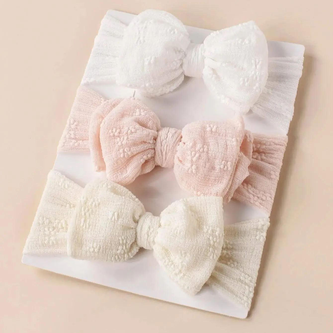 3PcsSoft 통기성 메쉬 아기 머리띠 더블 레이어 활 높은 탄성 Headwraps 유아 어린이를위한 적합한 모자를 쓰고 있죠